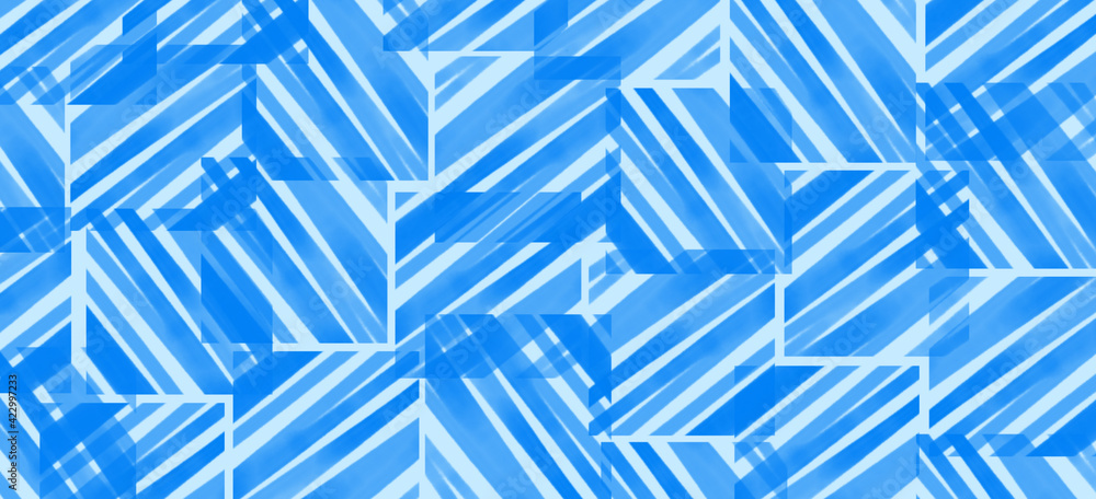 氷のイメージ　四角　ストライプ　組み合わせ　ブルー