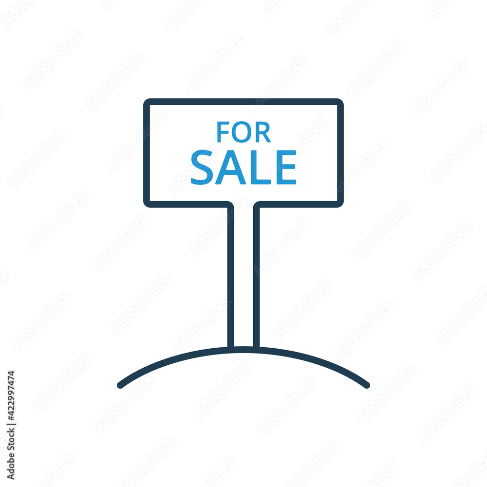Real estate line icon. For sale sign om white background. Billboard for sale real estate. Vector line icon Real estate line icon. For sale sign om white background. Billboard for sale real estate. Vector line icon