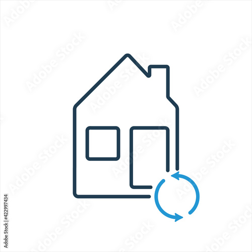 Barter of real estate property. House exchange line icon. Transaction concept. Swap and house line icon. Vector