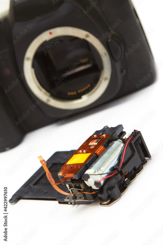 Camera shutter spare part unmounted from digital slr body Camera shutter spare part unmounted from digital slr body