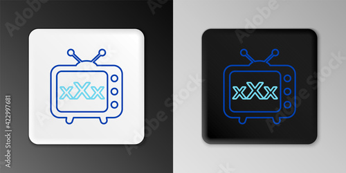 Line Sex tv old television icon isolated on grey background. Age restriction symbol. 18 plus content sign. Adult channel. Colorful outline concept. Vector