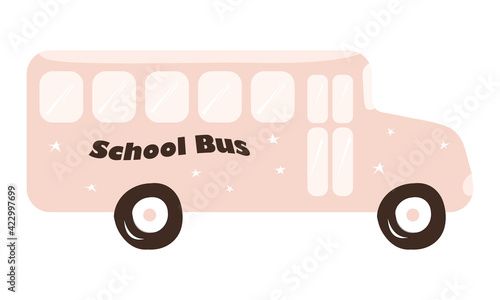 toy school bus. Cute kid transport. Vector drawn flat illustration, clip art