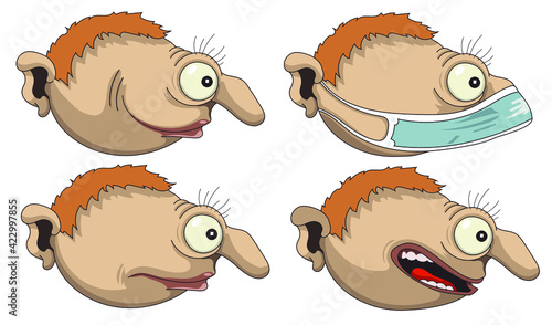 Personnage avec différentes expressions contre covid