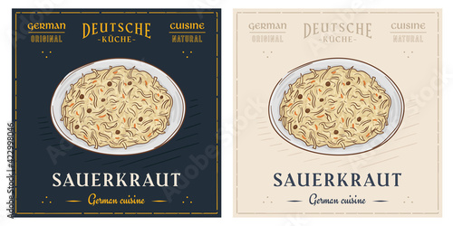German traditional Sauerkraut sour cabbage illustration