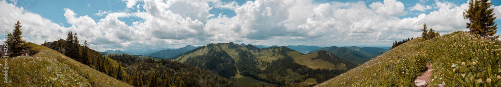 Panorama view Brecherspitze mountain in Bavaria, Germany
