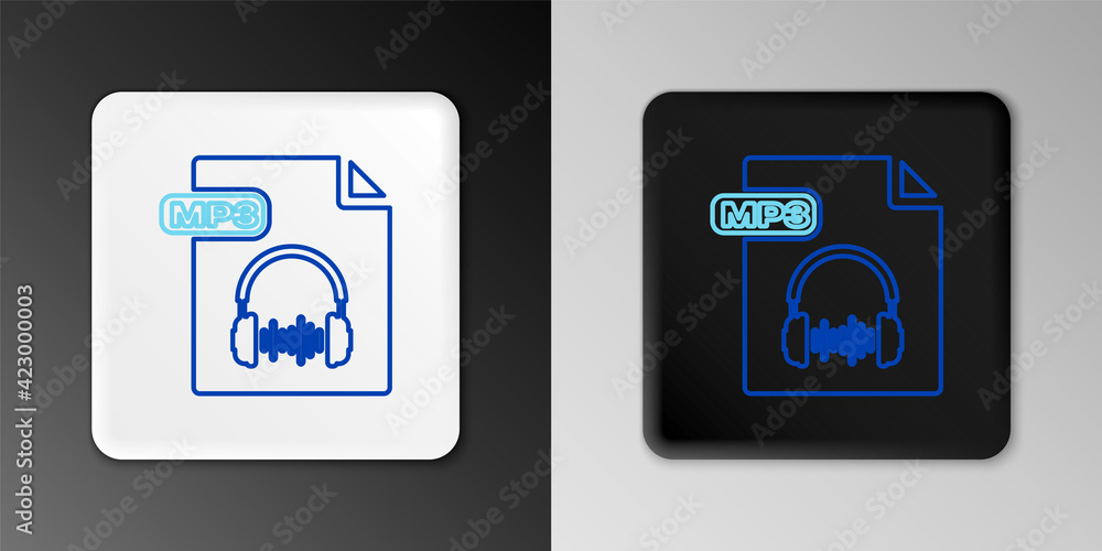Line MP3 file document. Download mp3 button icon isolated on grey background. Mp3 music format sign. MP3 file symbol. Colorful outline concept. Vector Line MP3 file document. Download mp3 button icon isolated on grey background. Mp3 music format sign. MP3 file symbol. Colorful outline concept. Vector