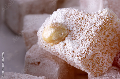 close-up Turkish delight on  background