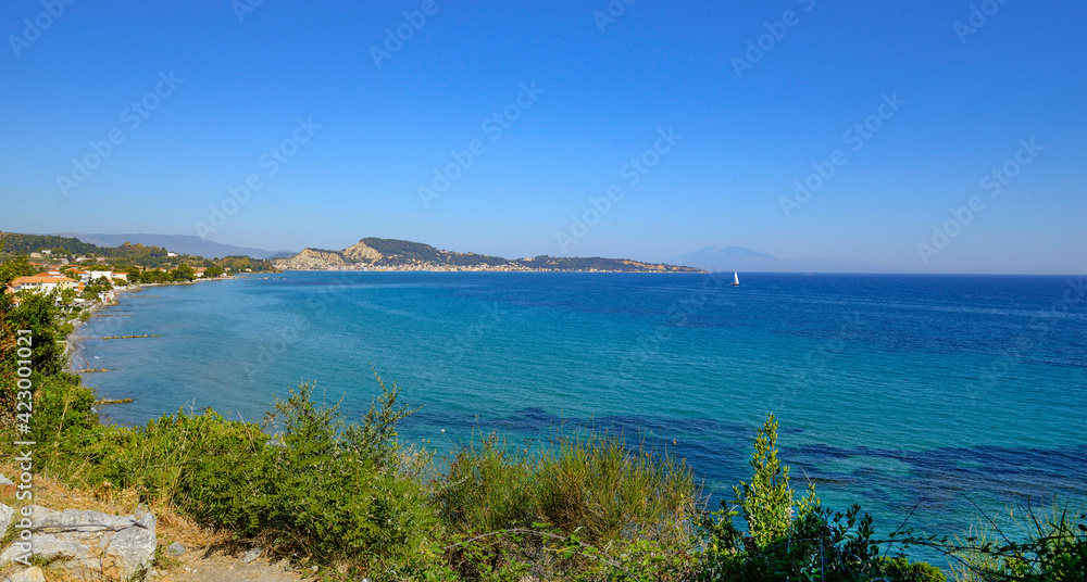 View towards Zaknthos Town, Zante, Ionian Islands, Greece