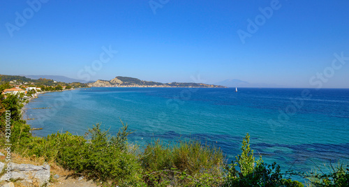 View towards Zaknthos Town, Zante, Ionian Islands, Greece