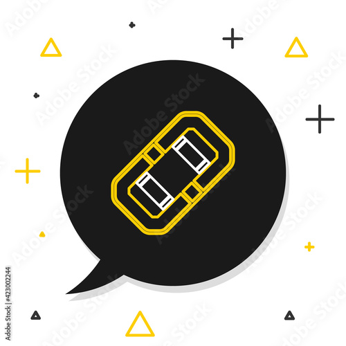 Line Rafting boat icon isolated on white background. Inflatable boat. Water sports, extreme sports, holiday, vacation, team building. Colorful outline concept. Vector