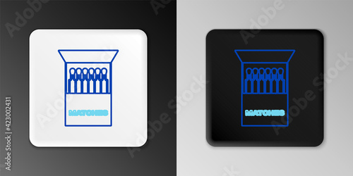 Line Open matchbox and matches icon isolated on grey background. Colorful outline concept. Vector