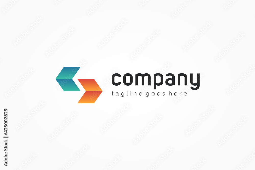 Abstract Business Logo. Blue and Orange Geometric Double Arrow Origami Initial Letter S isolated on White Background. Flat Vector Logo Design Template Element. Abstract Business Logo. Blue and Orange Geometric Double Arrow Origami Initial Letter S isolated on White Background. Flat Vector Logo Design Template Element.