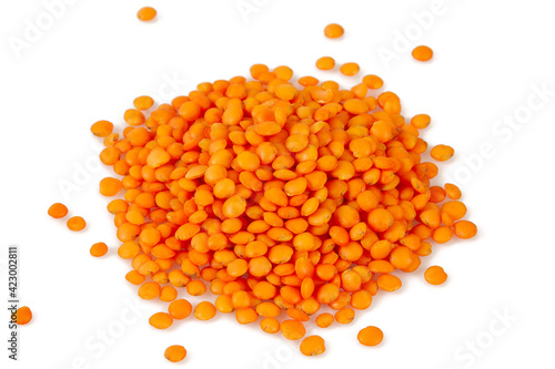 red lentils isolated on white background