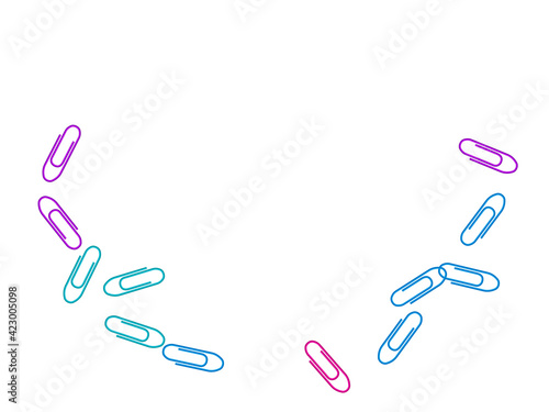 Stationary paperclips isolated on white background