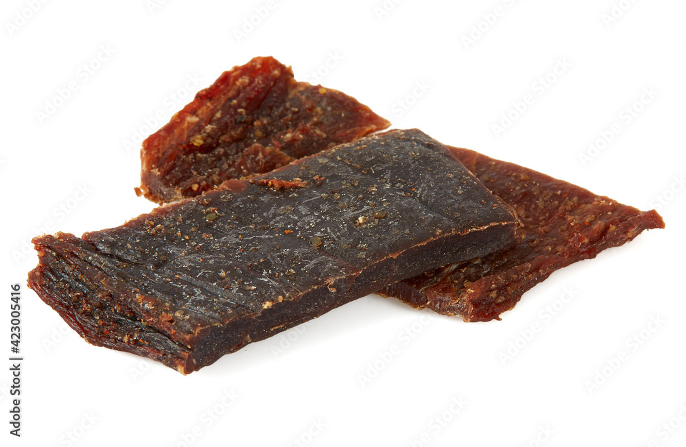 beef jerky isolated on white