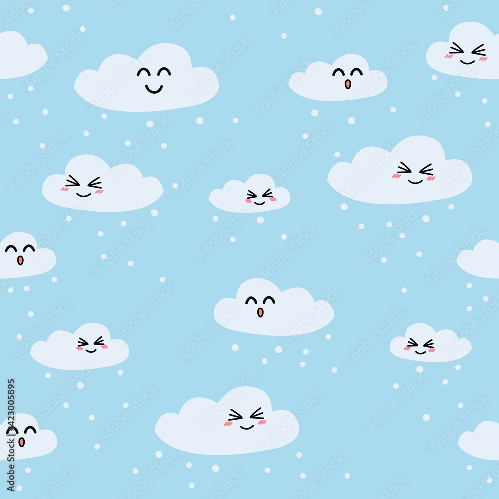 seamless pattern with clouds and cute sky concept. 