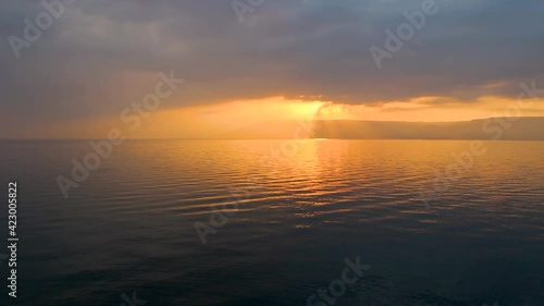 Sunset on the Lake of Galilee in Israel near the ancient city of Capernaum