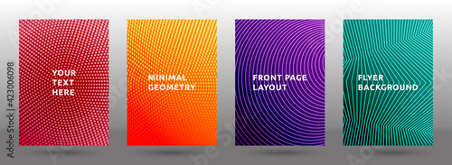 Halftone texture covers geometric vector set.