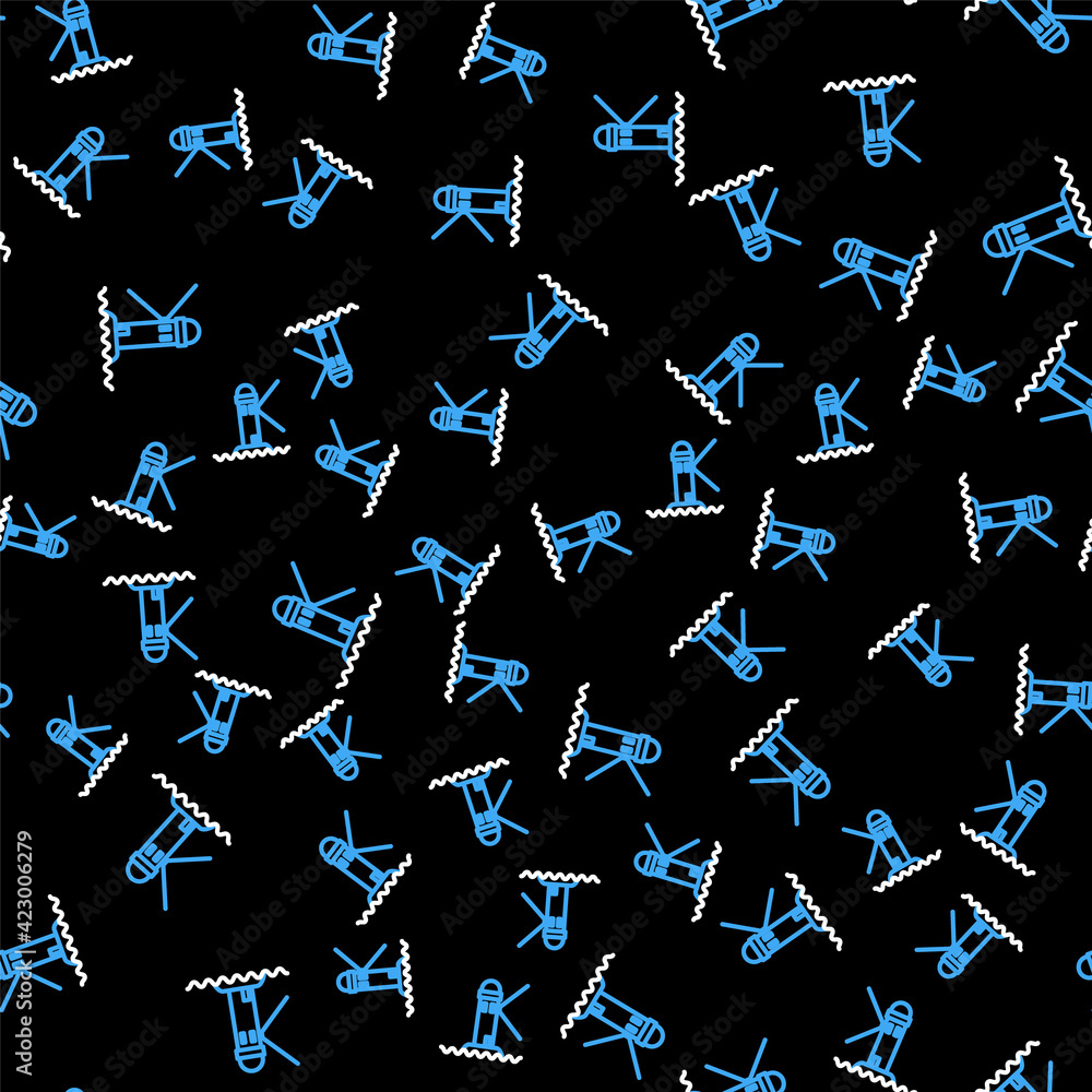 Line Lighthouse icon isolated seamless pattern on black background. Vector Line Lighthouse icon isolated seamless pattern on black background. Vector