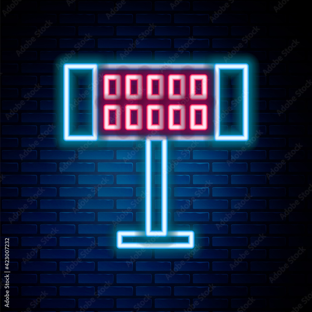 Glowing neon line Electric heater icon isolated on brick wall background. Infrared floor heater with remote control. House climate control. Colorful outline concept. Vector Glowing neon line Electric heater icon isolated on brick wall background. Infrared floor heater with remote control. House climate control. Colorful outline concept. Vector
