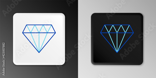 Line Diamond icon isolated on grey background. Jewelry symbol. Gem stone. Colorful outline concept. Vector