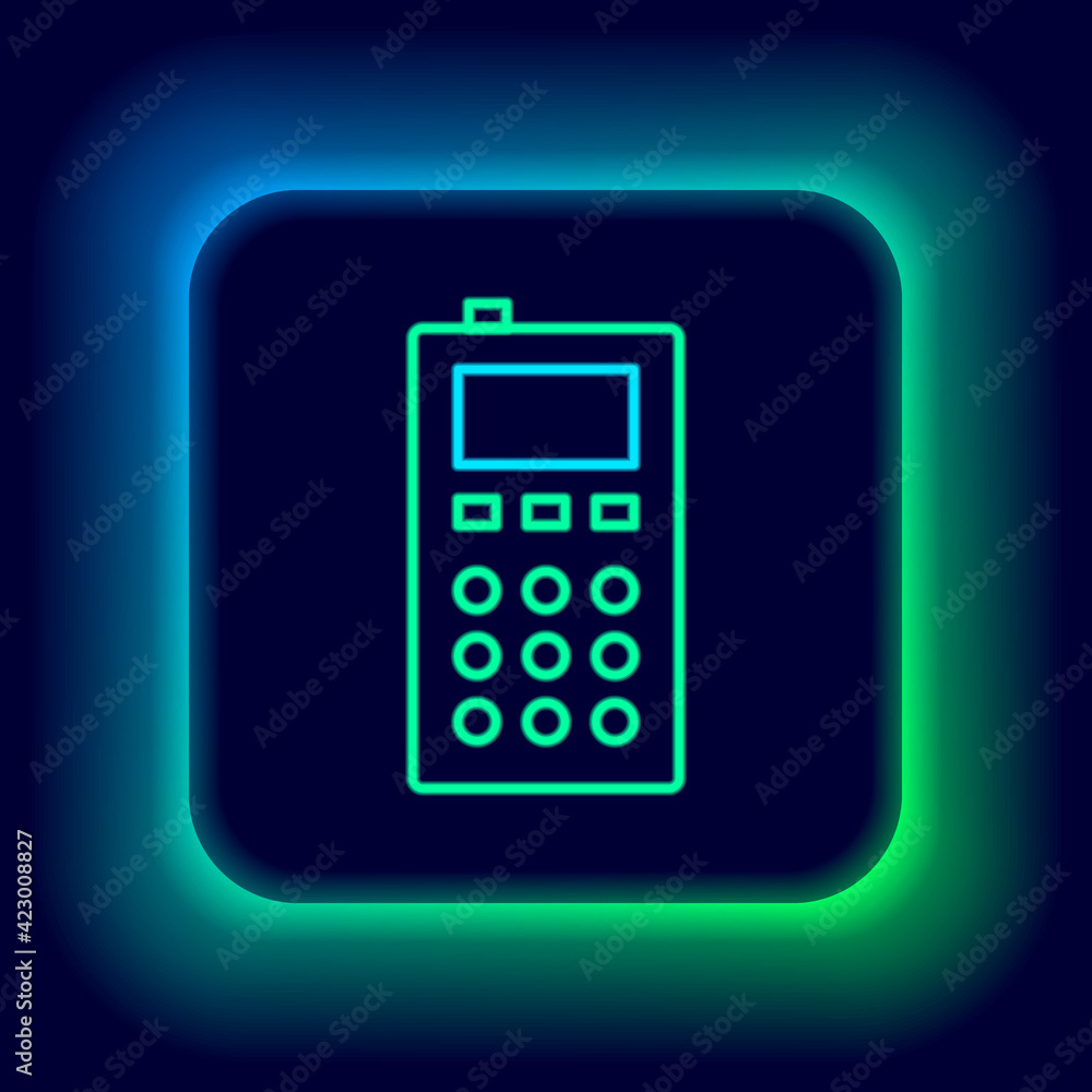 Glowing neon line Remote control icon isolated on black background. Colorful outline concept. Vector Glowing neon line Remote control icon isolated on black background. Colorful outline concept. Vector