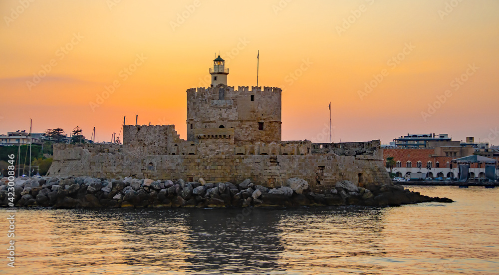 Fort of St. Nicholas griechischen Insel Rhodos  Mandraki Hafen