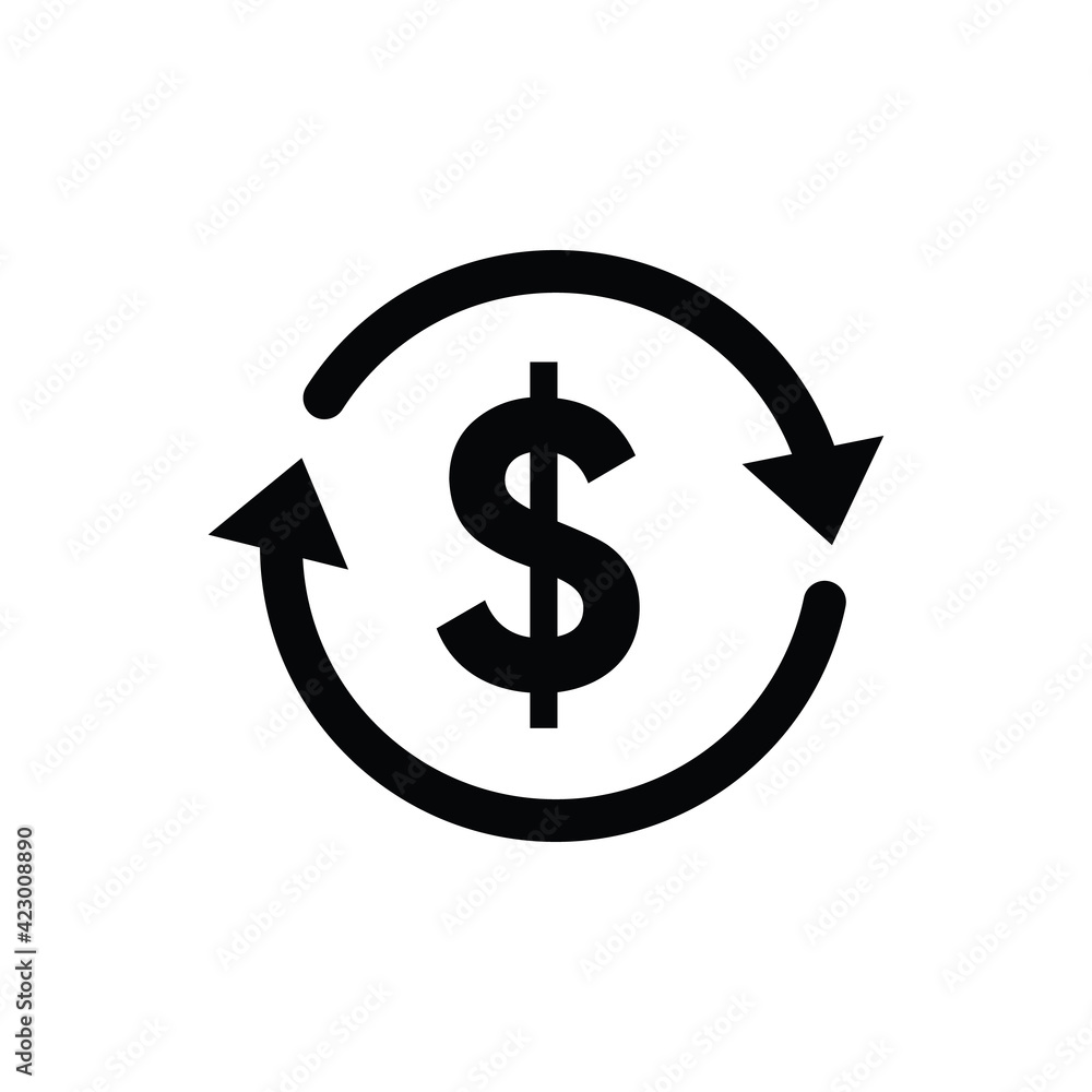 Money exchange flat trendy black icon image