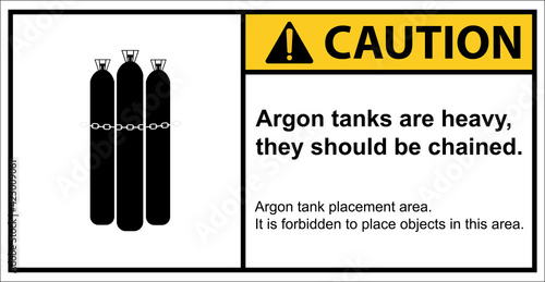 Warning signs about argon tanks,Caution sign