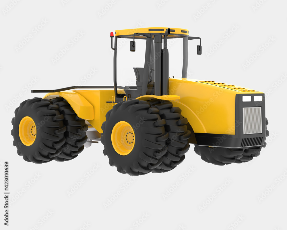Fototapeta Large tractor isolated on background. 3d rendering - illustration
