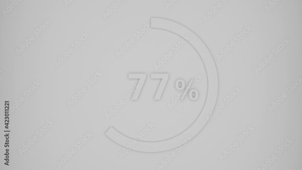 circular progress bar with number counter from 0 to 100%, minimal style white on white (3d render) circular progress bar with number counter from 0 to 100%, minimal style white on white (3d render)