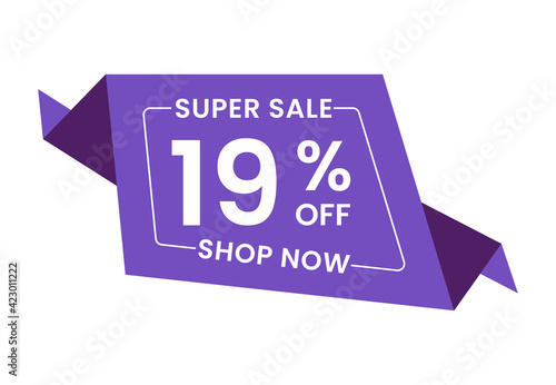 Super Sale 19% Off Shop Now. 19 Percent Discounts Banner