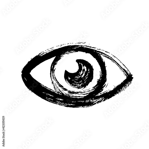 Eye signs of black ink freehand. 10 different options. Vector illustration