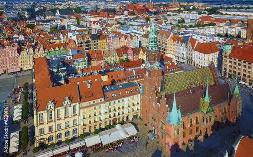 Aerial view of Old Town Wroclaw Marketplace, Poland