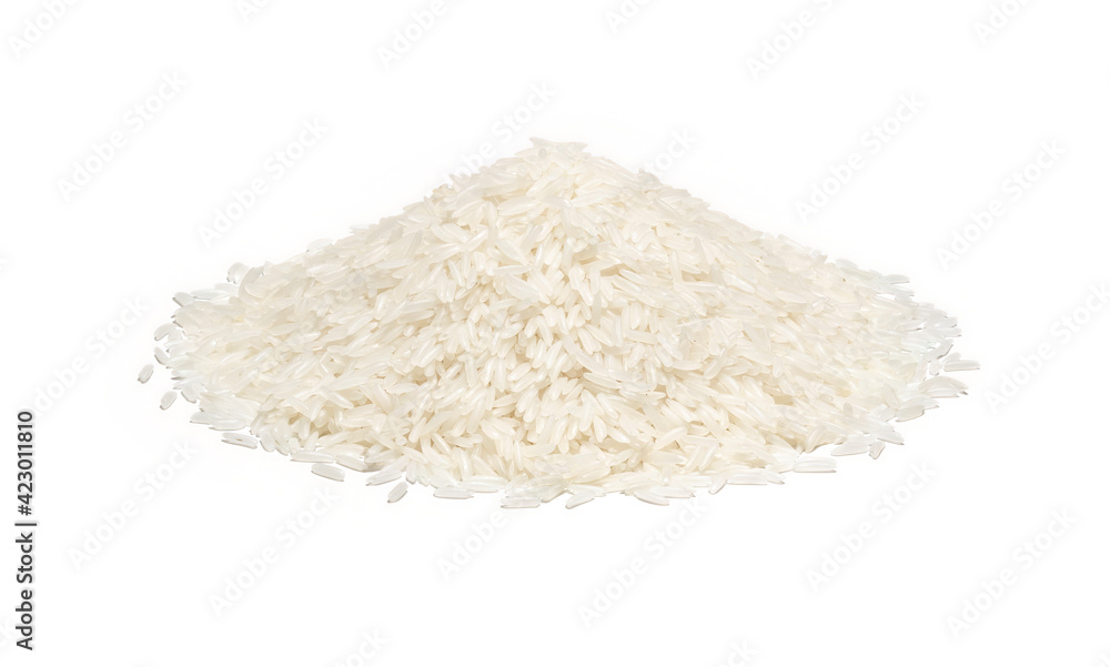 Pile of white rice. Macro of natural rice realistic closeup photo image