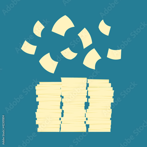 Vector of a stack of messy workload audit papers