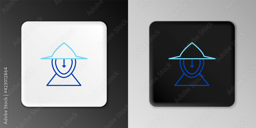 Line Medieval iron helmet for head protection icon isolated on grey background. Colorful outline concept. Vector Line Medieval iron helmet for head protection icon isolated on grey background. Colorful outline concept. Vector
