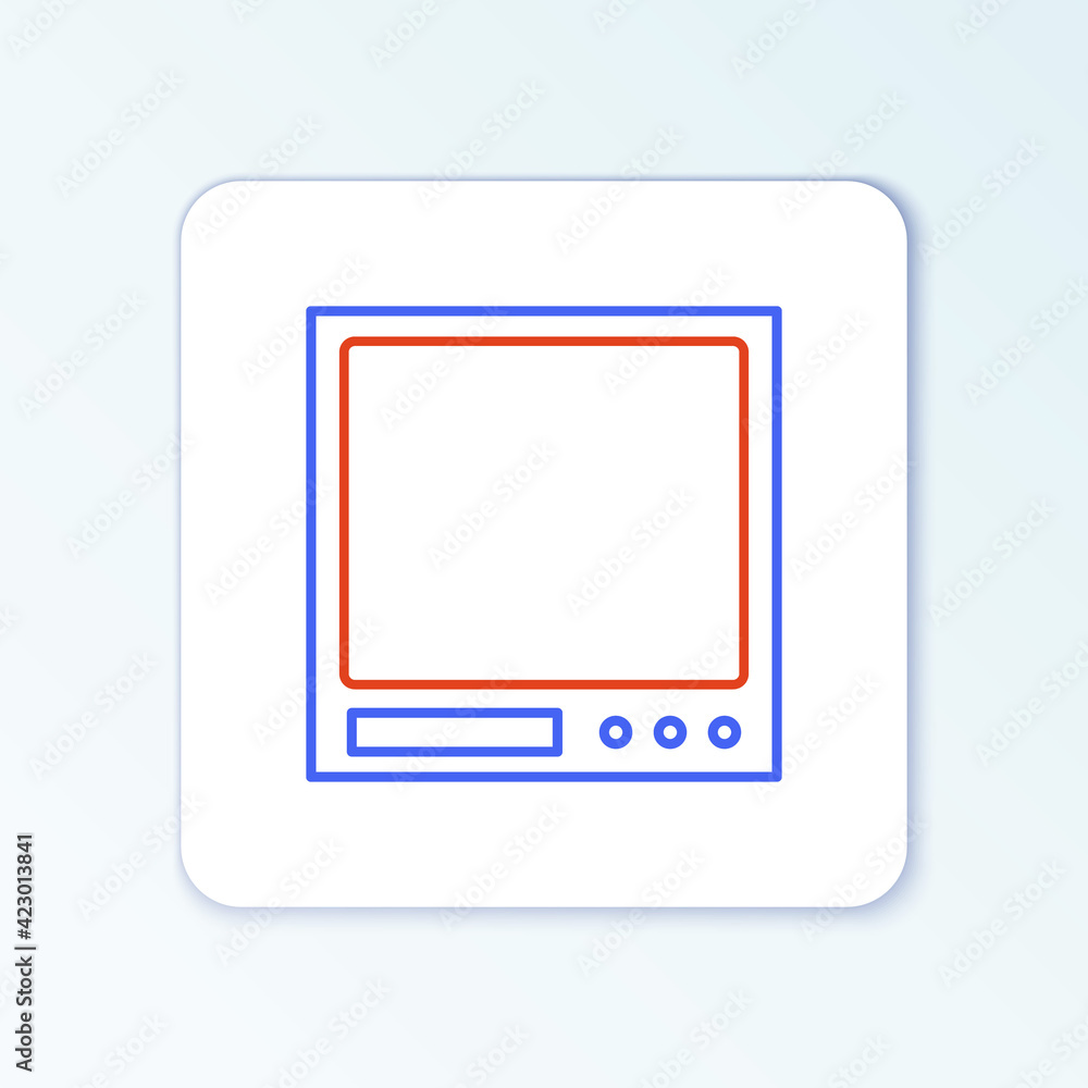Line Electronic scales icon isolated on white background. Weight measure equipment. Colorful outline concept. Vector Line Electronic scales icon isolated on white background. Weight measure equipment. Colorful outline concept. Vector