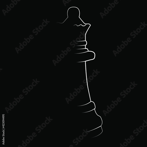 Basic chess pieces: queen. Chess pieces for a strategy game. Simple vector silhouette of a queen on black.