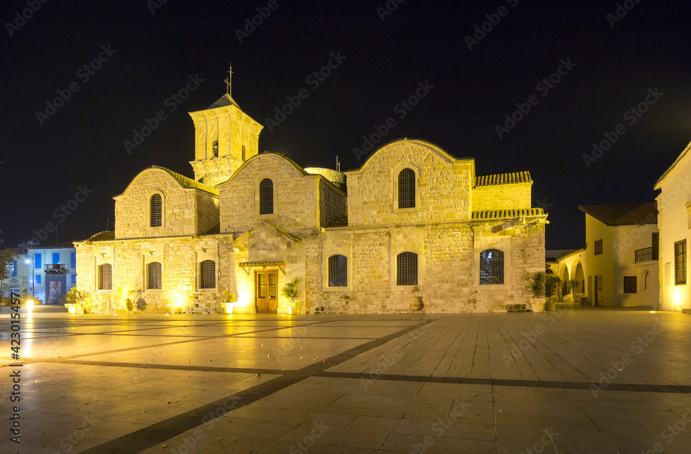 Cyprus - Larnaca - Nicely backlit church of Saint Lazarus bult in the 9th century, one of Larnaca highlights at night