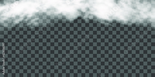 Fog or smoke isolated transparent special effect. White vector cloudiness, mist or smog background. PNG. Vector illustration 
