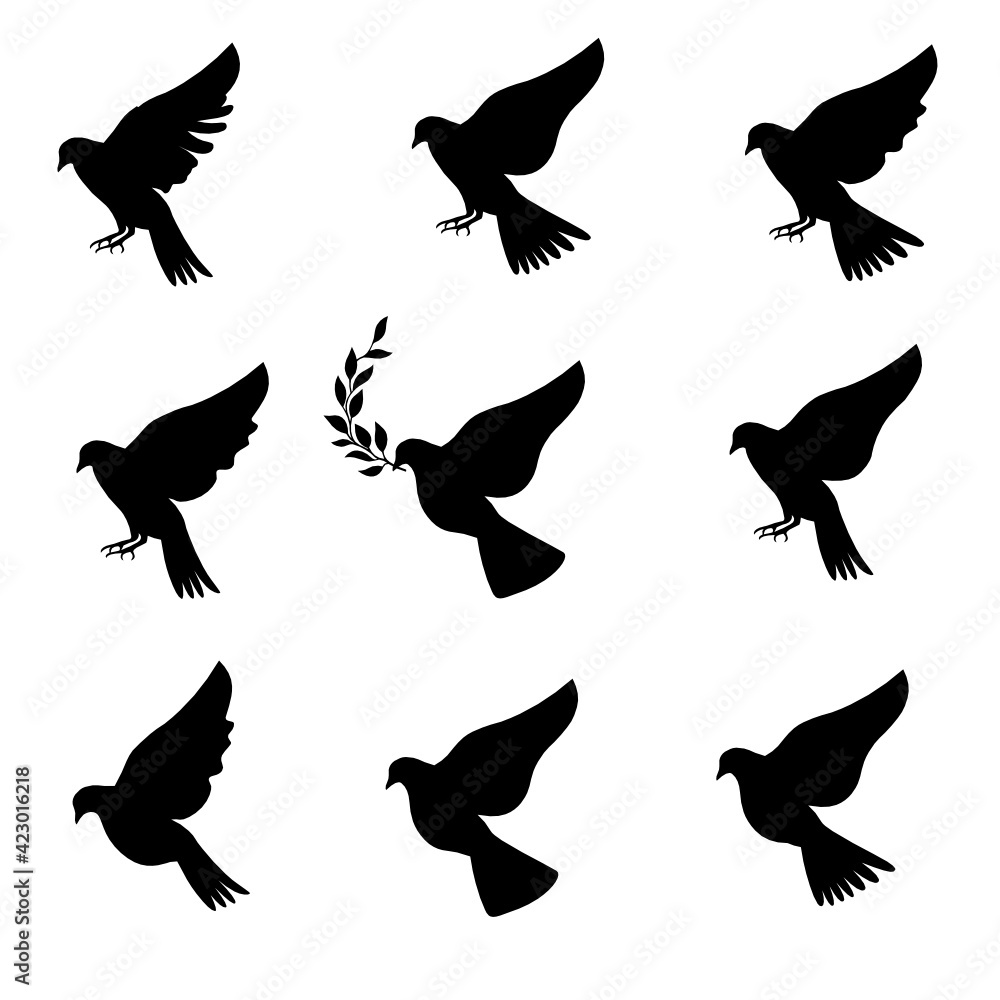Obraz premium birds. silhouette dove. pigeons in flight