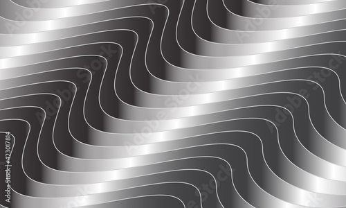 Abstract silver wave curve pattern background vector illustration.