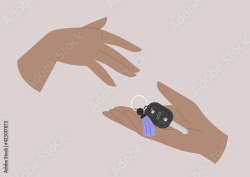 A rental service, a remote control vehicle key, a car sharing concept