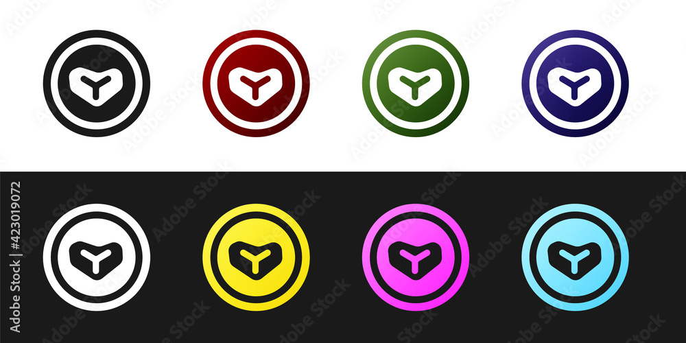 Set Steak meat on a plate icon isolated on black and white background. Cutlery symbol. Restaurant sign. Vector Set Steak meat on a plate icon isolated on black and white background. Cutlery symbol. Restaurant sign. Vector