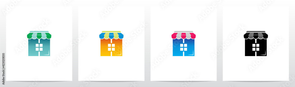 Store Roof On Letter Logo Design H