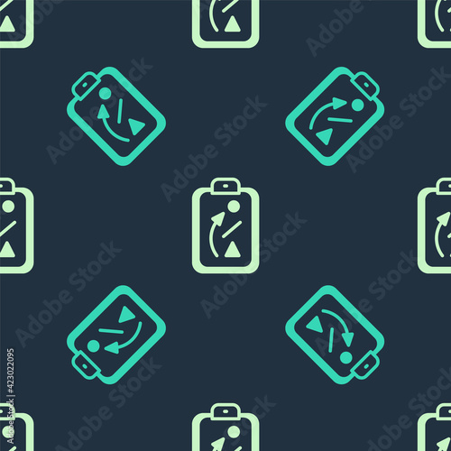 Free Download Green and beige Planning strategy concept icon isolated seamless pattern on blue background. Baseball cup formation and tactic. Vector - GFXLoad
