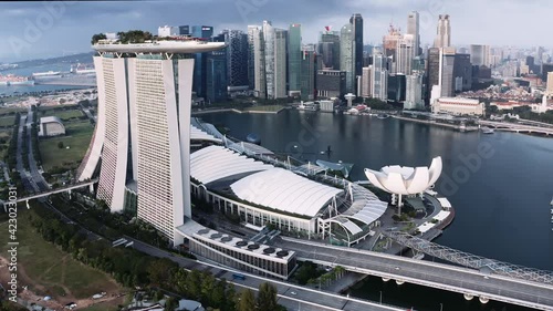 Aerial view of Marina Bay and downtown district, Singapore photo