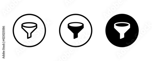 funnel Vector filter bottleneck icon. Funnel filter icons button, vector, sign, symbol, logo, illustration, editable stroke