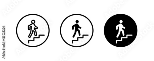 Stairs going up, Stairs, climbing, walking, go up icons button, vector, sign, symbol, logo, illustration, editable stroke, flat design style isolated on white
